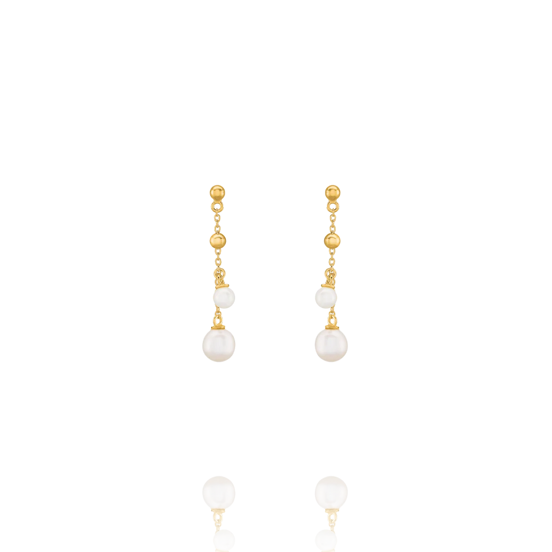 Boucles d'oreilles Argent 925 doré et perles blanches AURELIA