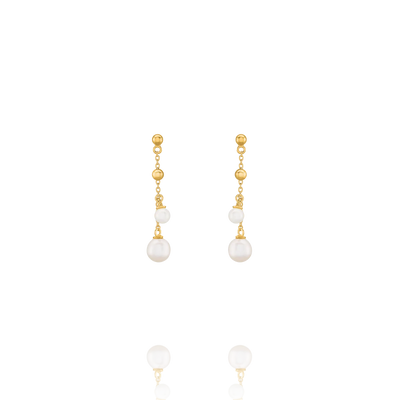Boucles d'oreilles Argent 925 doré et perles blanches AURELIA