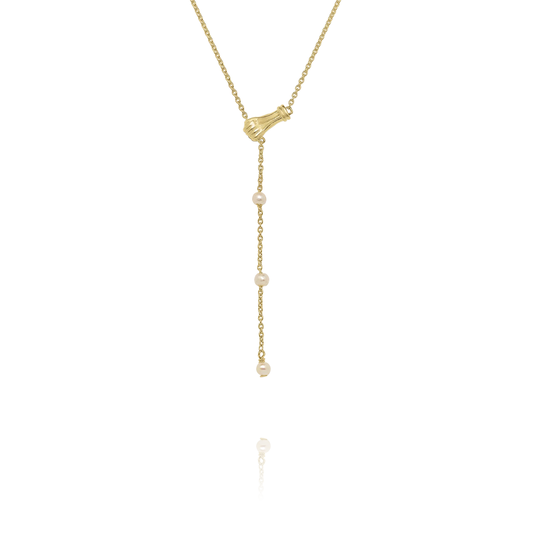 Collier MANEA - Argent Doré et Perle Blanche