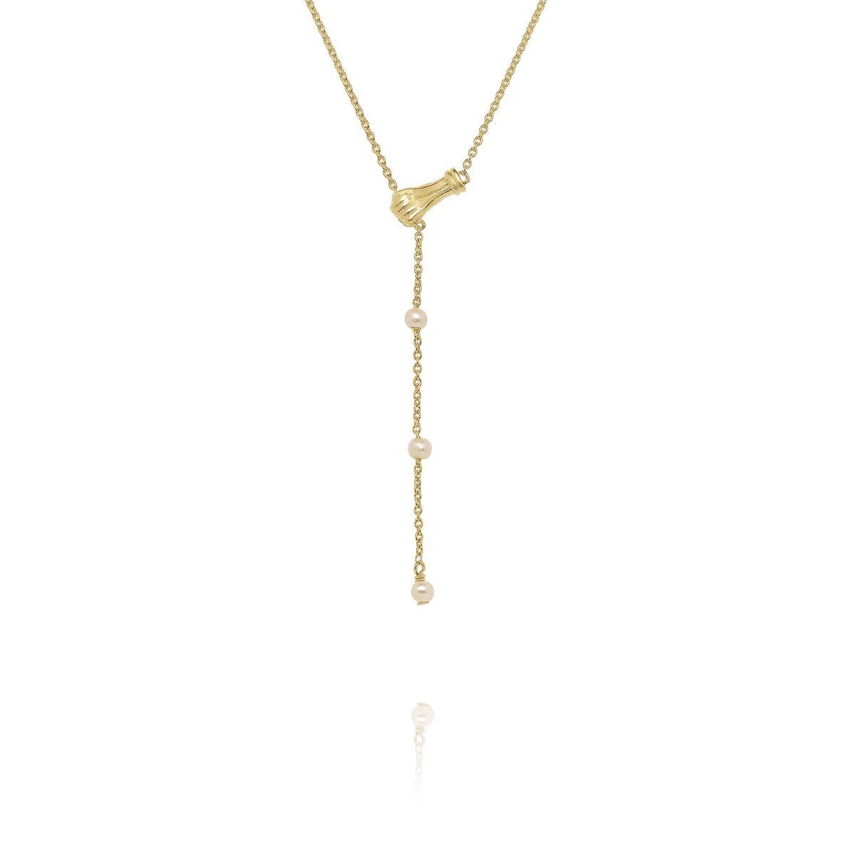 Collier MANEA - Argent Doré et Perle Blanche