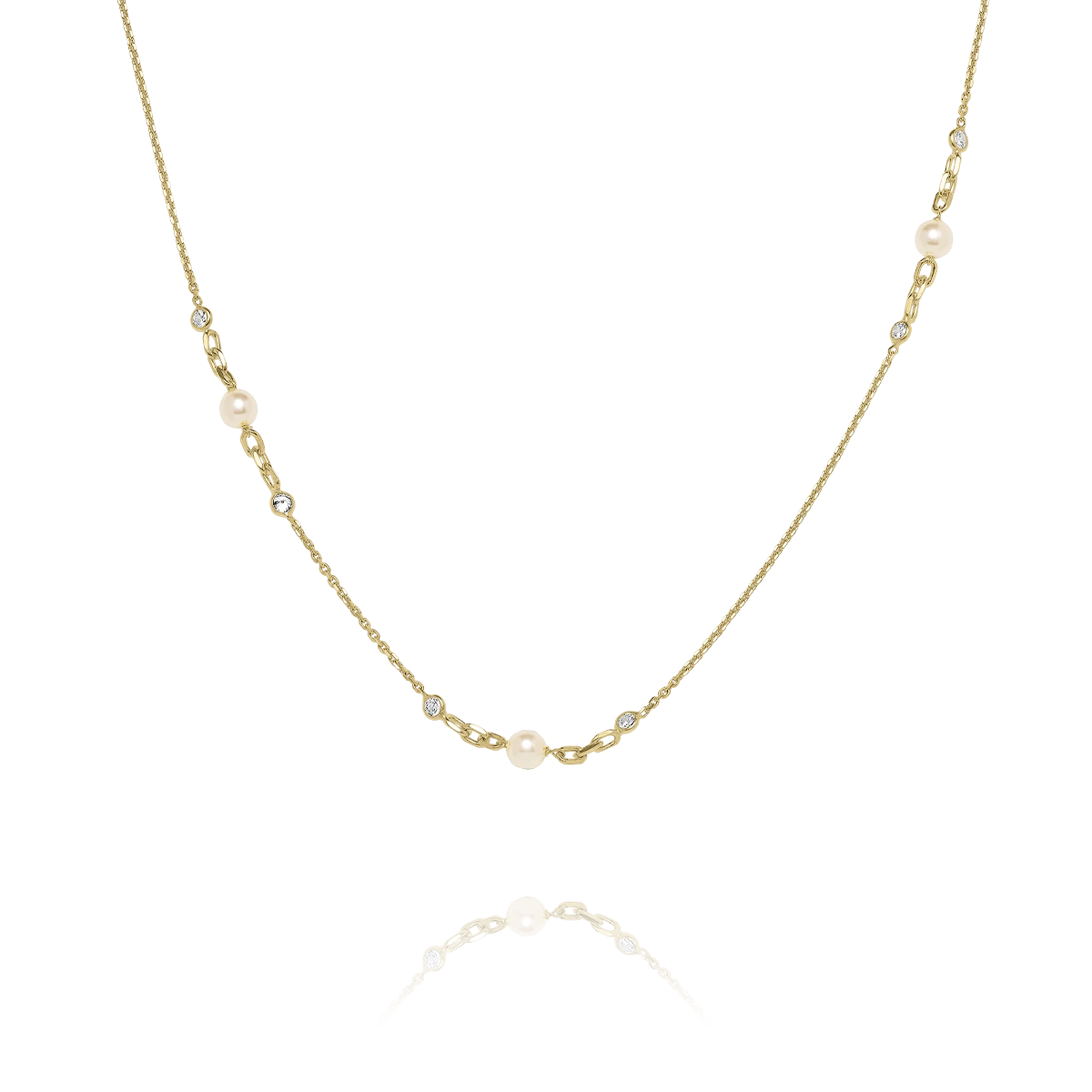 Collier HARMONIE – Argent Doré, Perles et Zircones