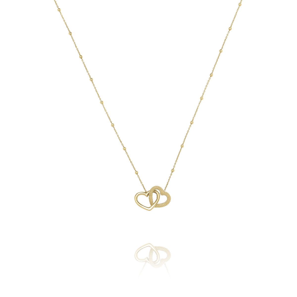 Collier SÉRÉNA – Cœurs Entrelacés Argent Doré