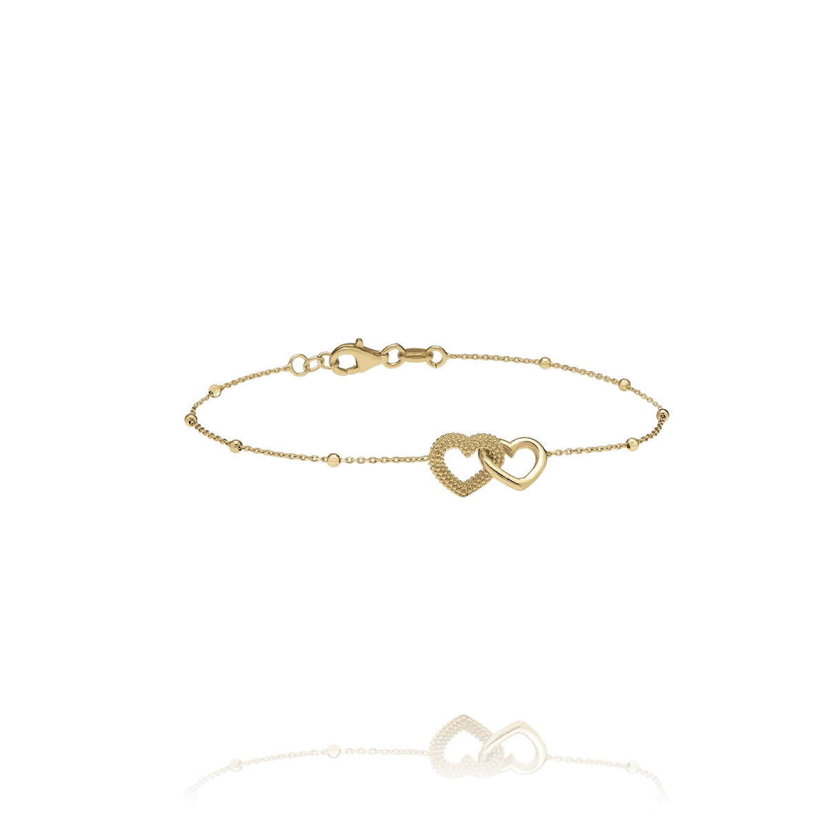 Bracelet SÉRÉNA – Cœurs Entrelacés Argent Doré