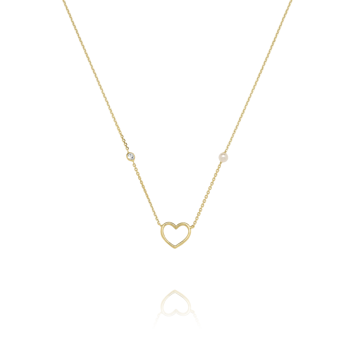 Collier IDYLLE – Cœur Argent Doré