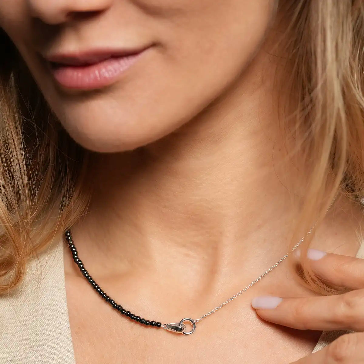 Collier DUALIA – Argent et Hématite
