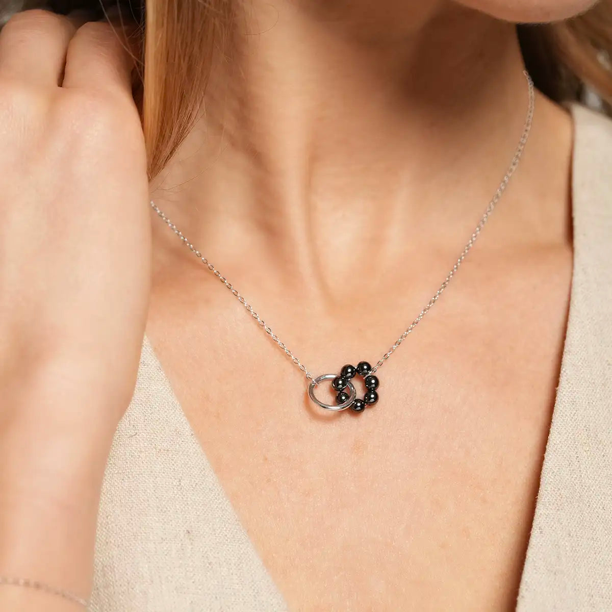 Collier LOMÉ – Argent et Hématite