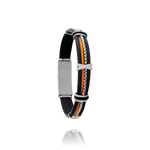 Bracelet Acier, cordelette orange et caoutchouc LEÓN