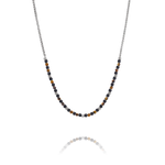 Collier Acier, oeil de tigre et pierre de lave BENGALE