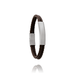 Bracelet Cuir brun et acier CÔME