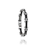Bracelet Acier, acier Noir et carbone noir AARON Réversible intérieur