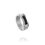 Bague Acier, acier PVD noir et fibre de carbone noire NUNKI