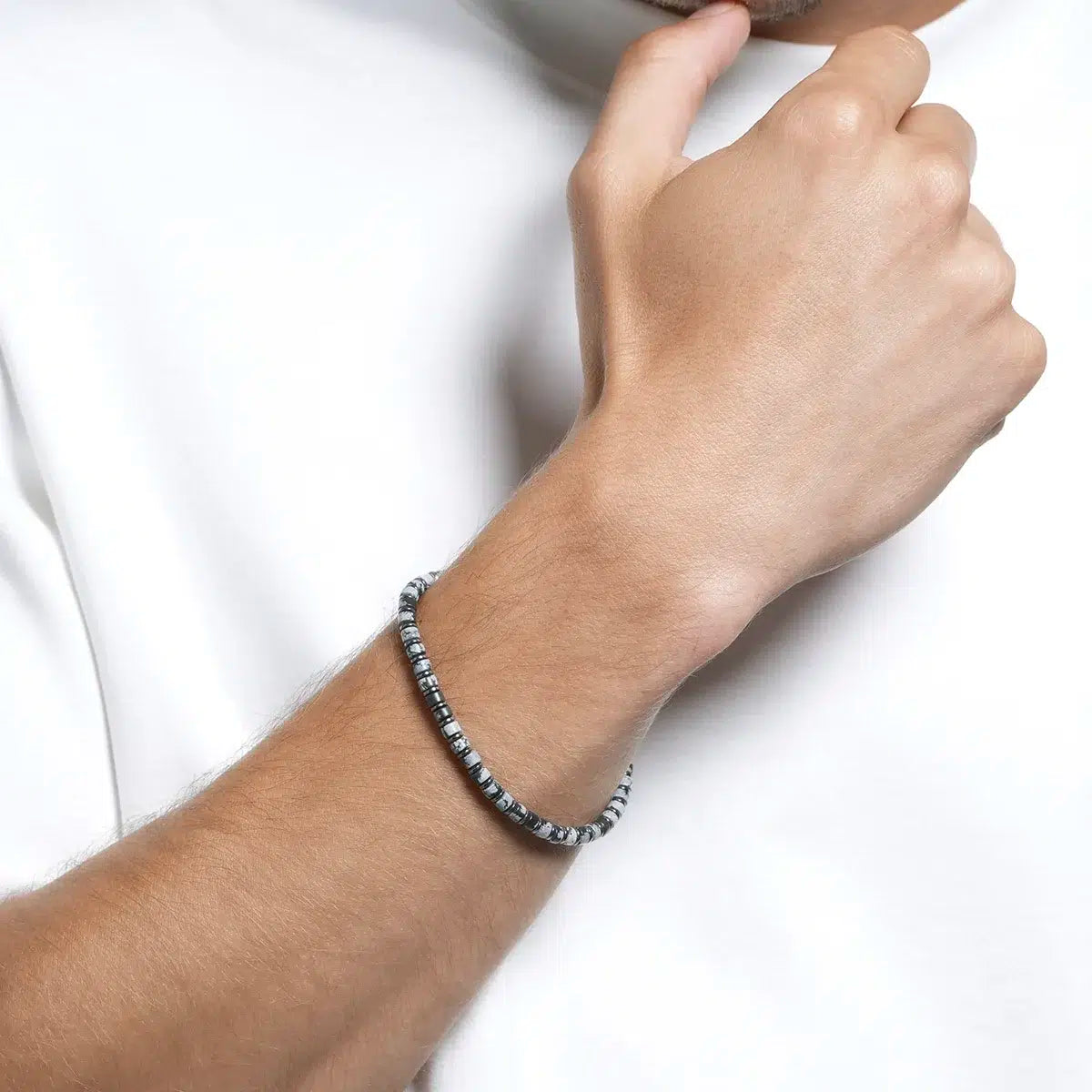 Bracelet HALO - hématite, obsidienne neigeuse