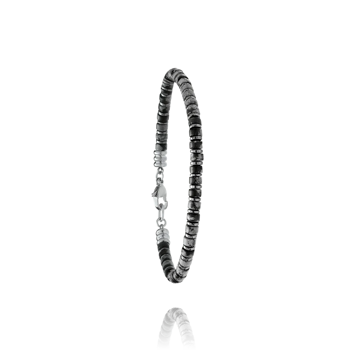 Bracelet HALO - hématite, obsidienne neigeuse