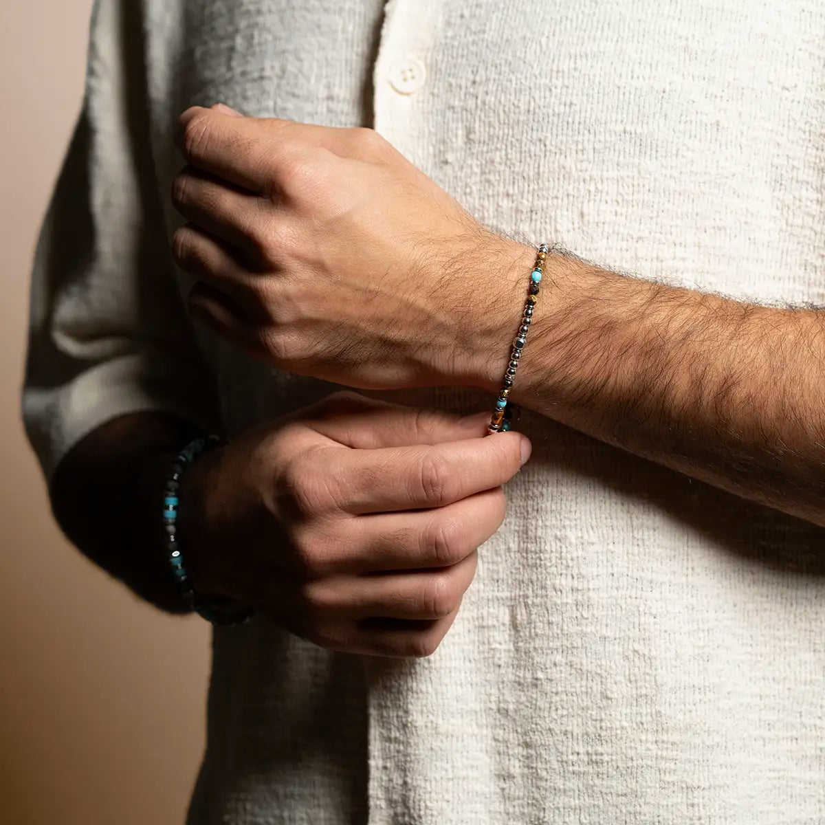 Bracelet AZOR œil de tigre turquoise