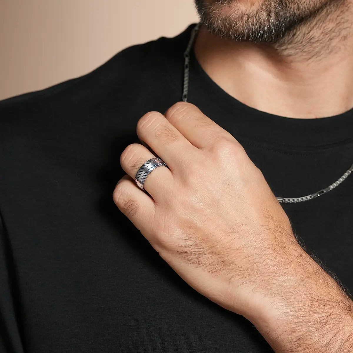 Bague ROOTS bicolore bleue