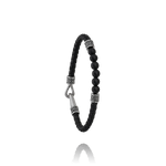 Bracelet Agates, acier et du cuir tressé PACAYA
