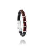 Bracelet en cuir rouge et acier KESSEL