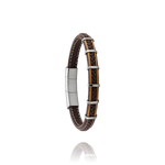 Bracelet en cuir marron et acier KESSEL