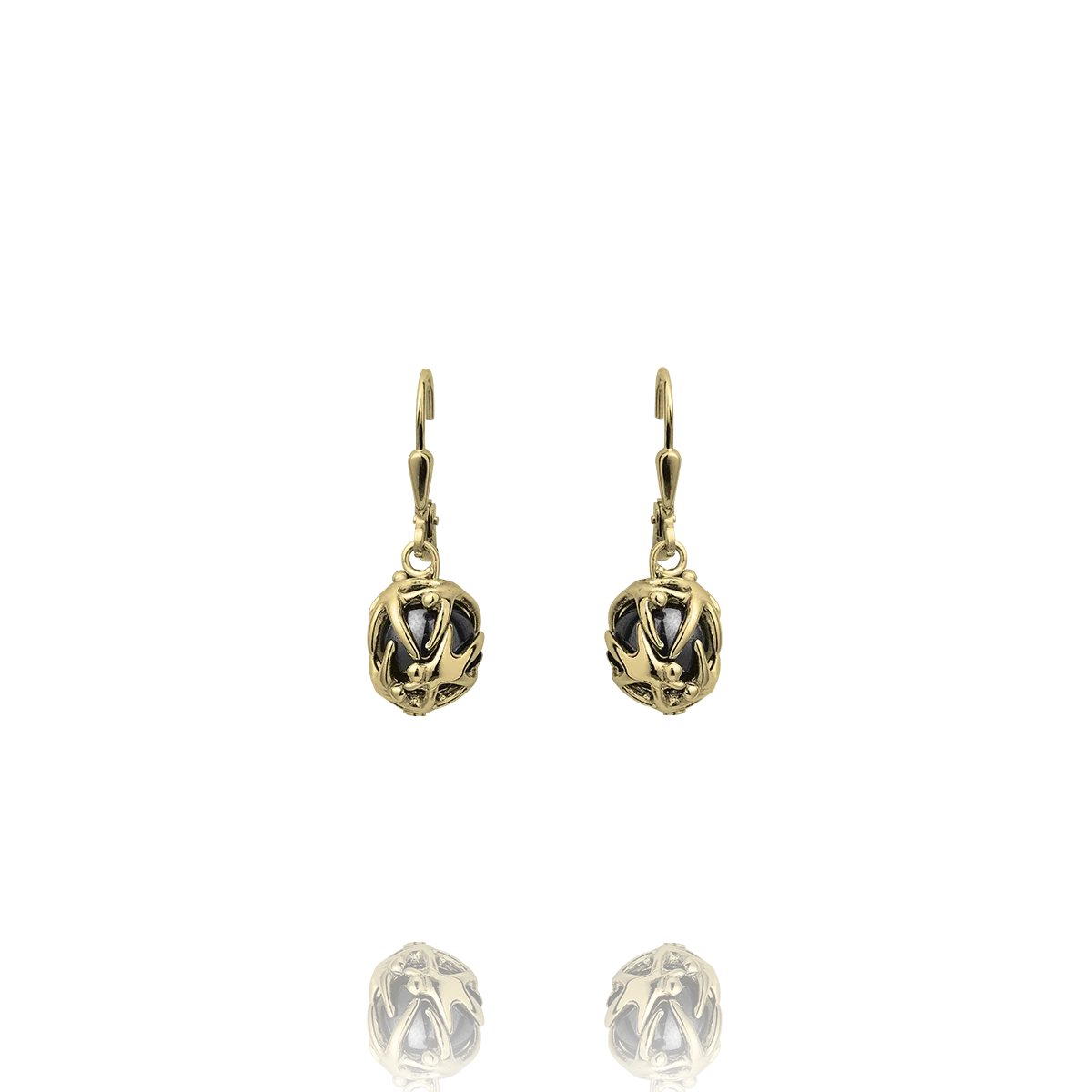 Boucles d'oreilles Argent 925 doré et hématites LANTIA