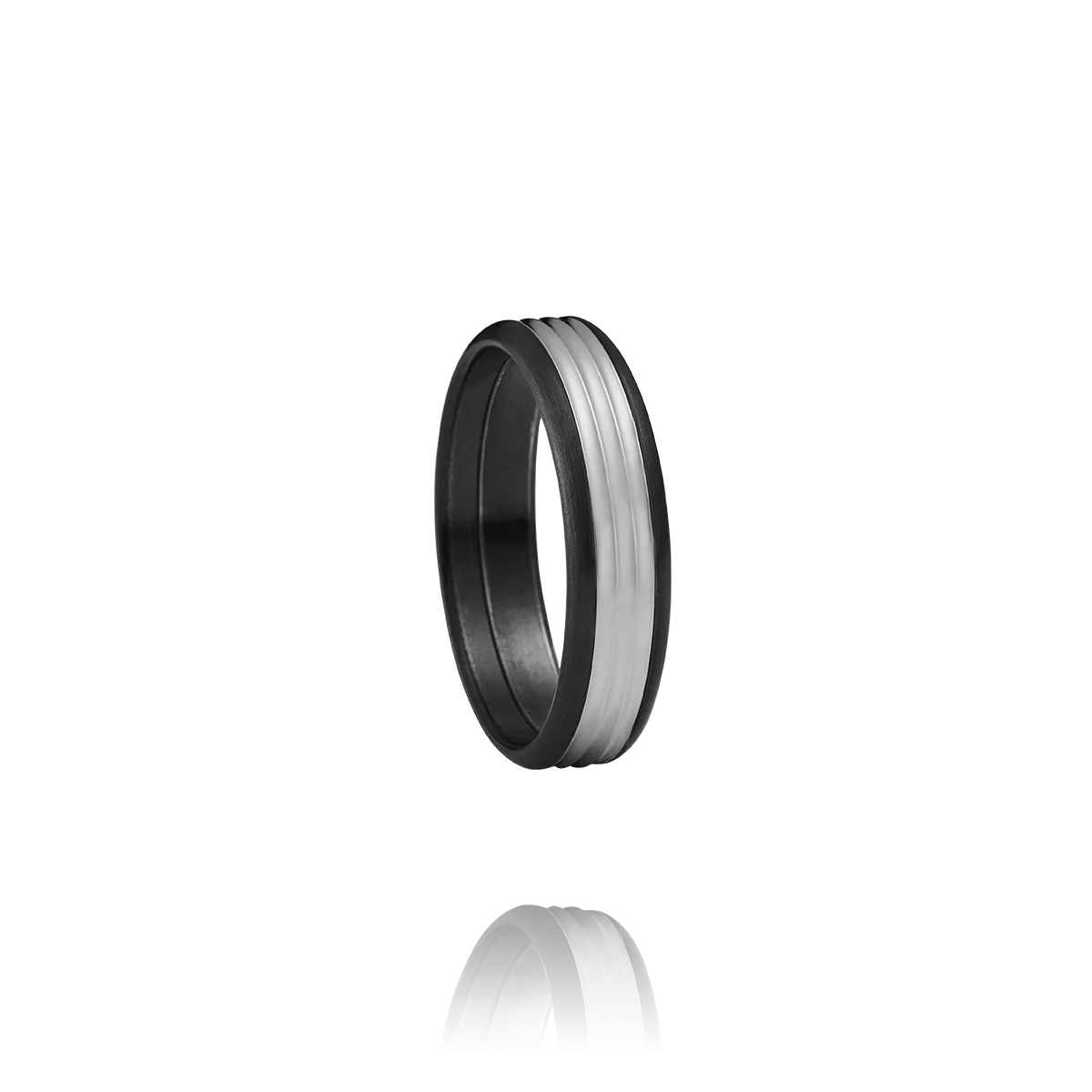 Bague Acier bicolore noir GÉRI