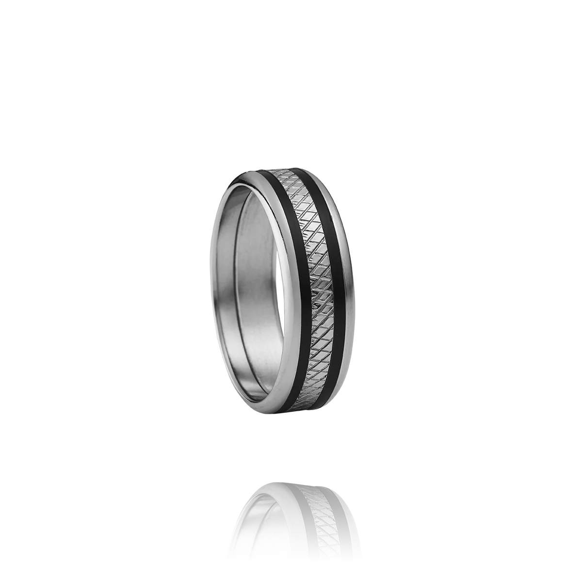 Bague acier, résine noire TYR