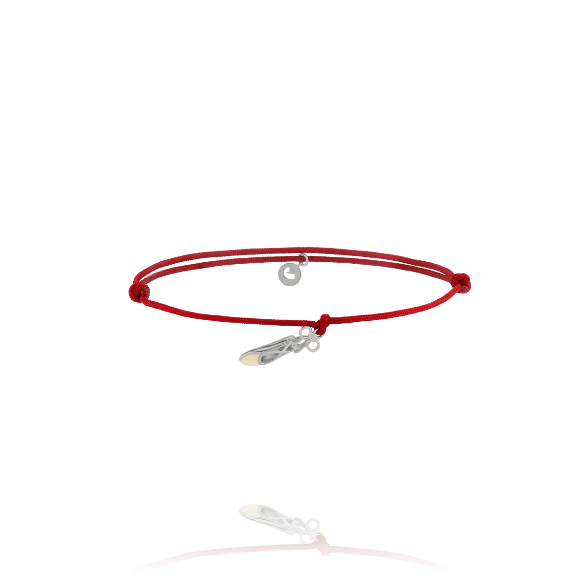 Bracelet Argent 925, cordon rouge et résine blanche BALLERINA