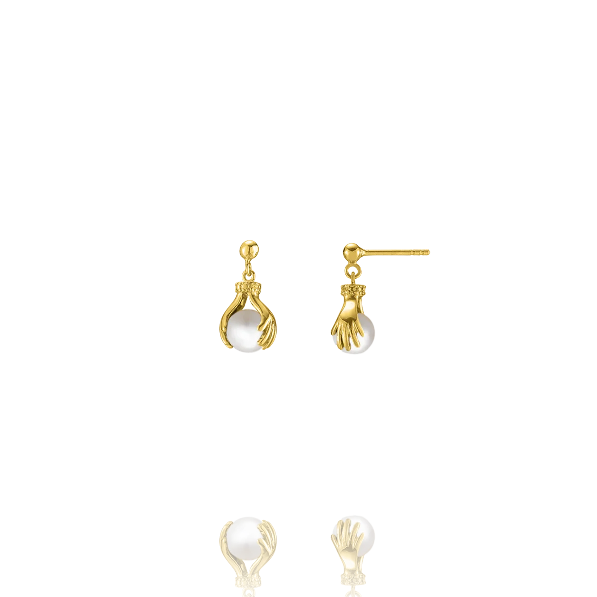 Boucles d'Oreilles Argent 925 doré et perle blanche HÉLICÉ