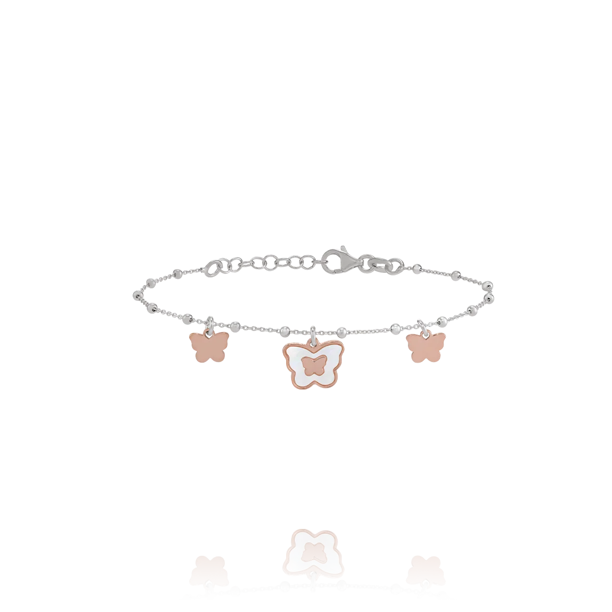 Bracelet argent rose et nacre PAPILIO