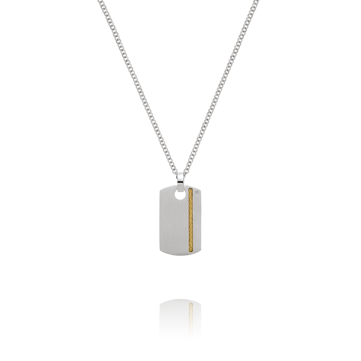 Collier Acier, câble doré et diamant NUNKO