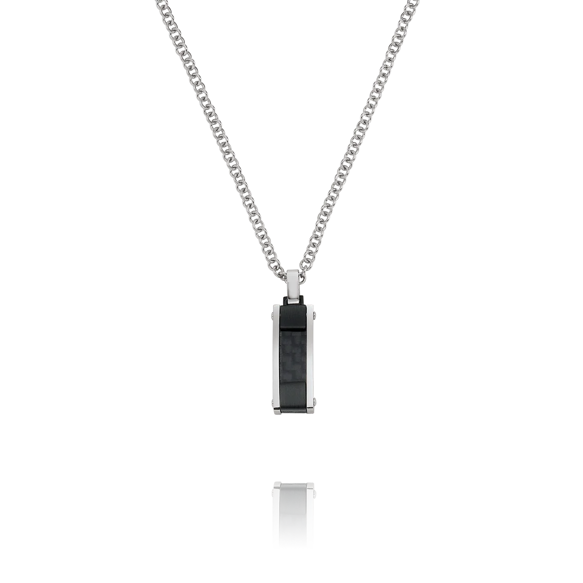 Collier Acier, acier PVD noir et fibre de carbone noire NUNKI