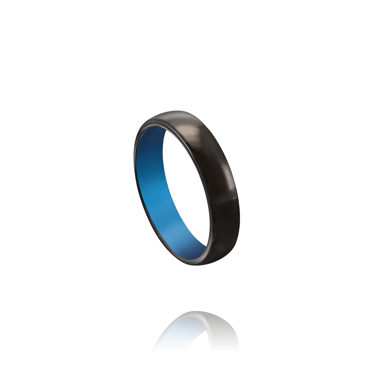 Bague Acier pvd noir et bleu ISAAC