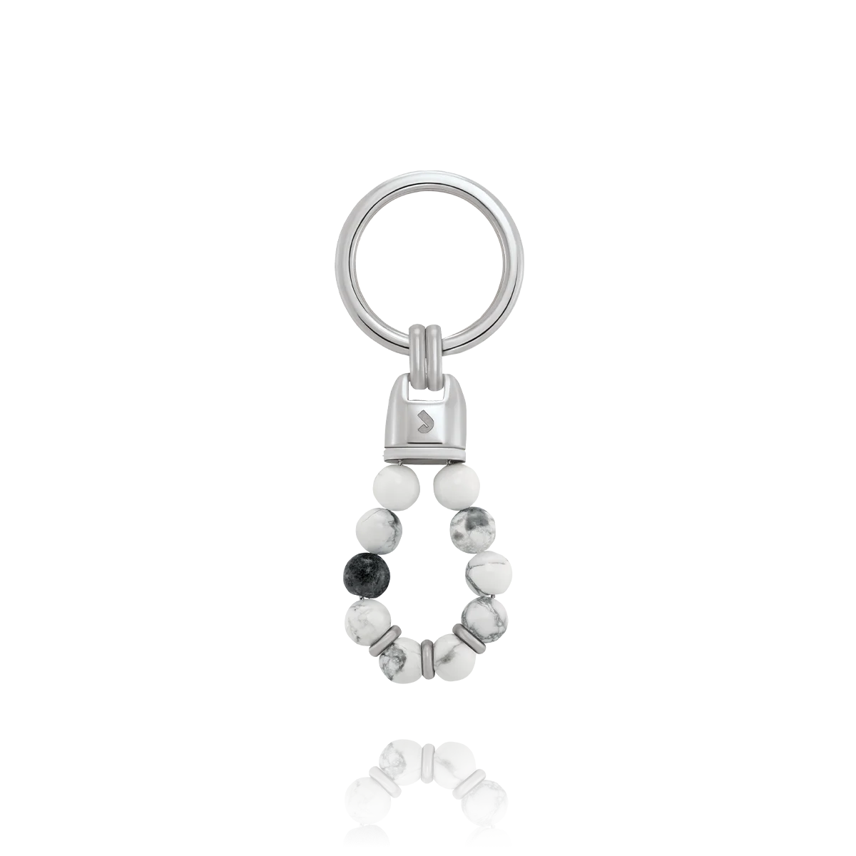 Porte-clé Acier et howlite blanche MAUI